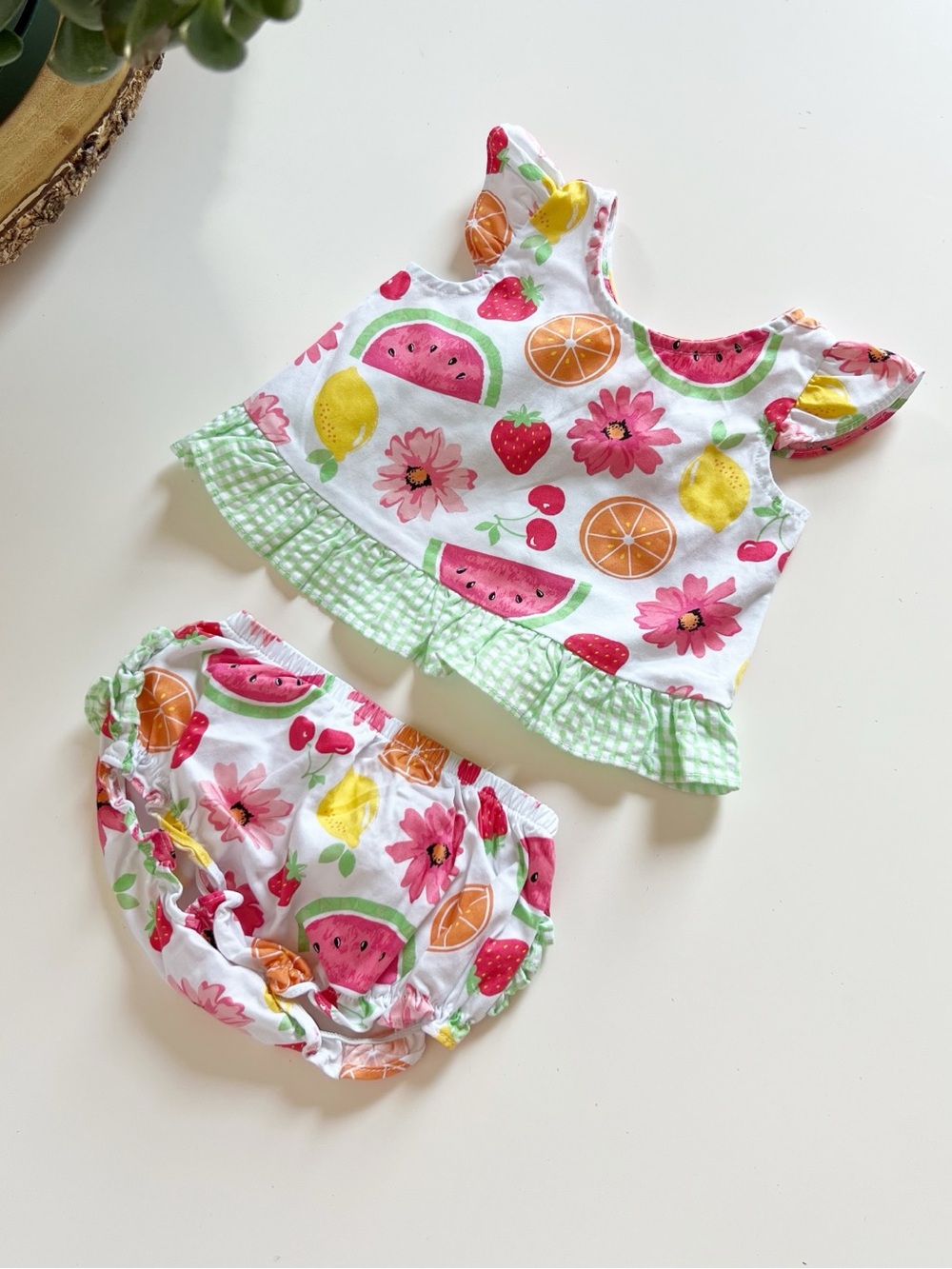 Good Lad Two Piece Fruit Salad Swing Back Top & Bloomer Set | 3-6m